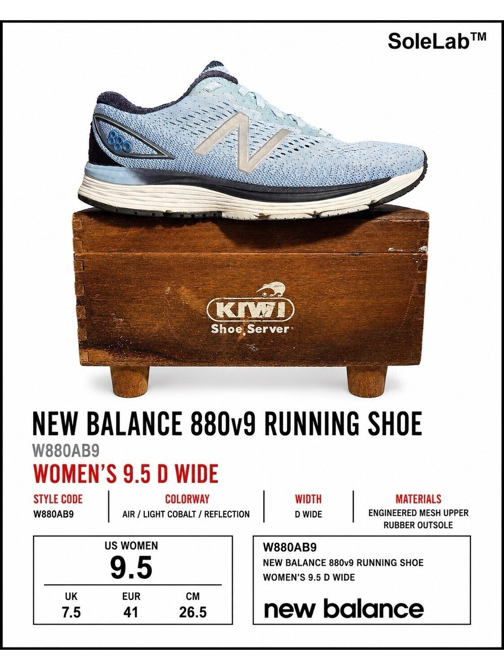 New Balance 880v9 Women’s 9.5 D Wide Blue Running Shoes W880AB9 26.5 CM